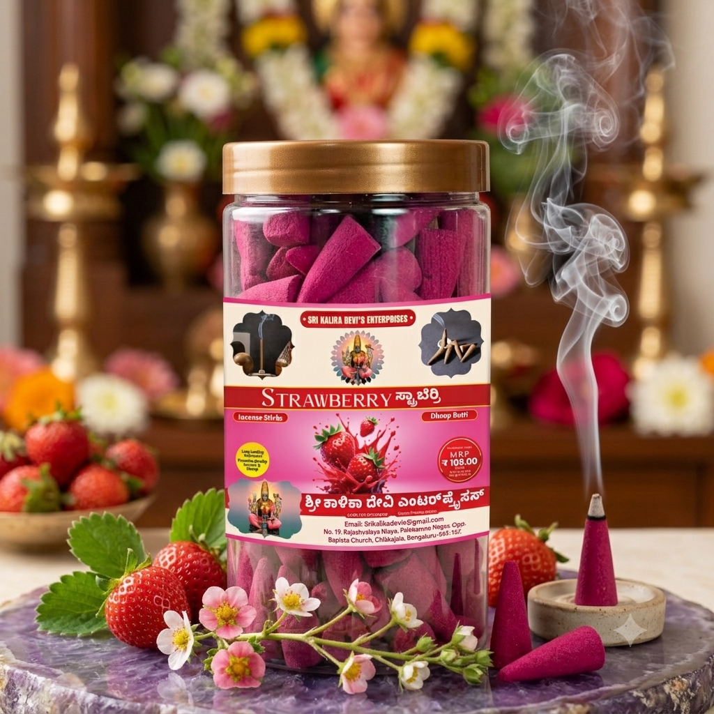 Strawberry Premium Dhoop Batti Cones Jar