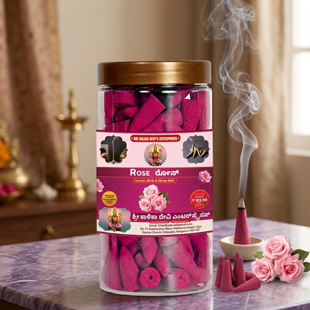 Rose Premium Dhoop Batti Cones Jar