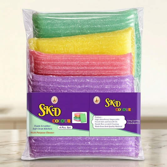 SKD Colour Foam Scrubber (4 Pcs. Set) – Multipurpose Kitchen Cleaning Pad