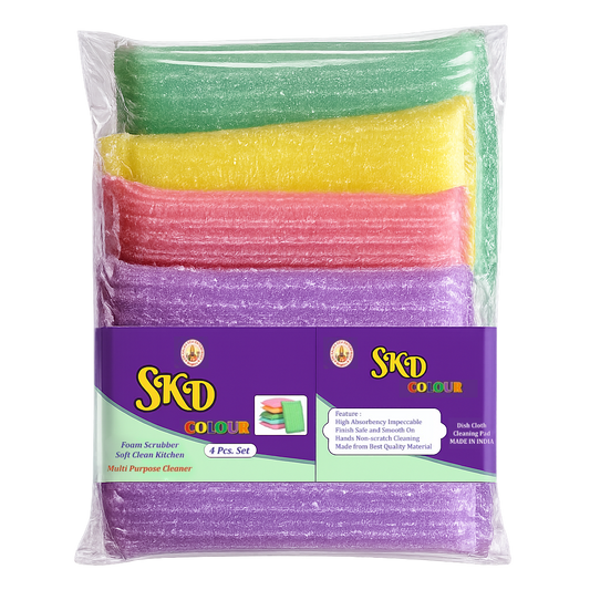 SKD Colour Foam Scrubber (4 Pcs. Set) – Multipurpose Kitchen Cleaning Pad